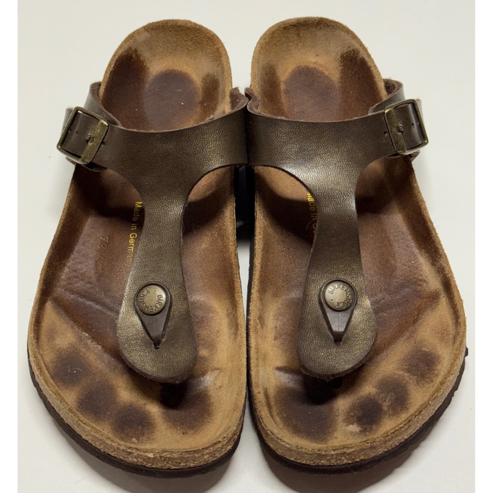 Birkenstock Gizeh Metallic Bronze Thong Sandals Womens 36 L5 Cork Footbed